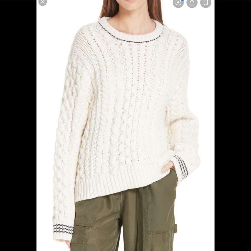 Rag & Bone Club Brighton Sweater - Ivory/Navy xs